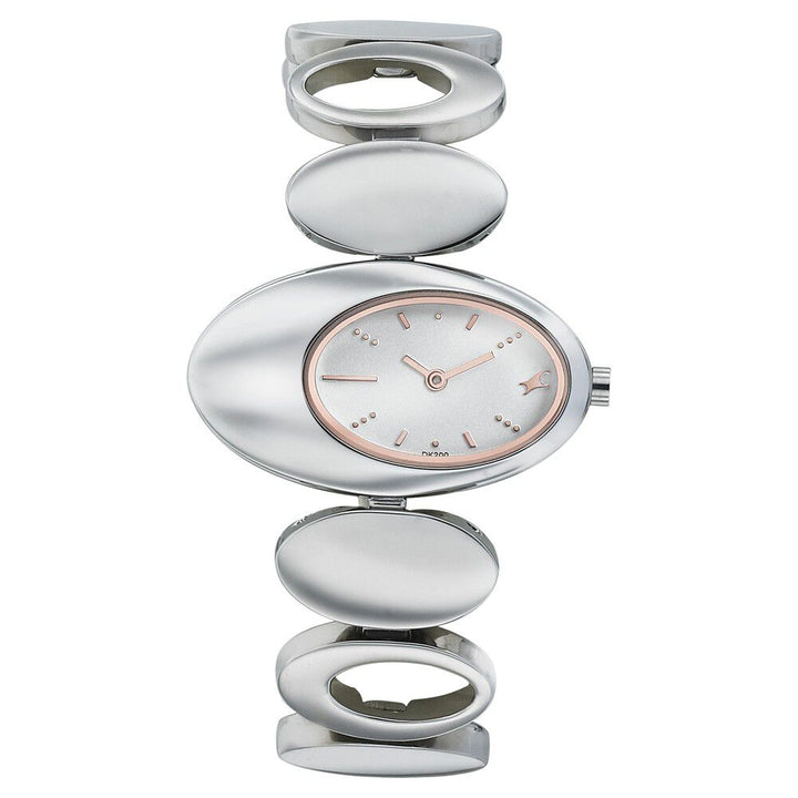 Fastrack Hitlist Quartz Analog White Dial Stainless Steel Strap Watch for Girls NS6024SM02