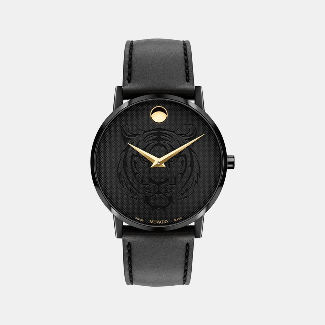 Movado Men Black Analog Leather Watch 607586