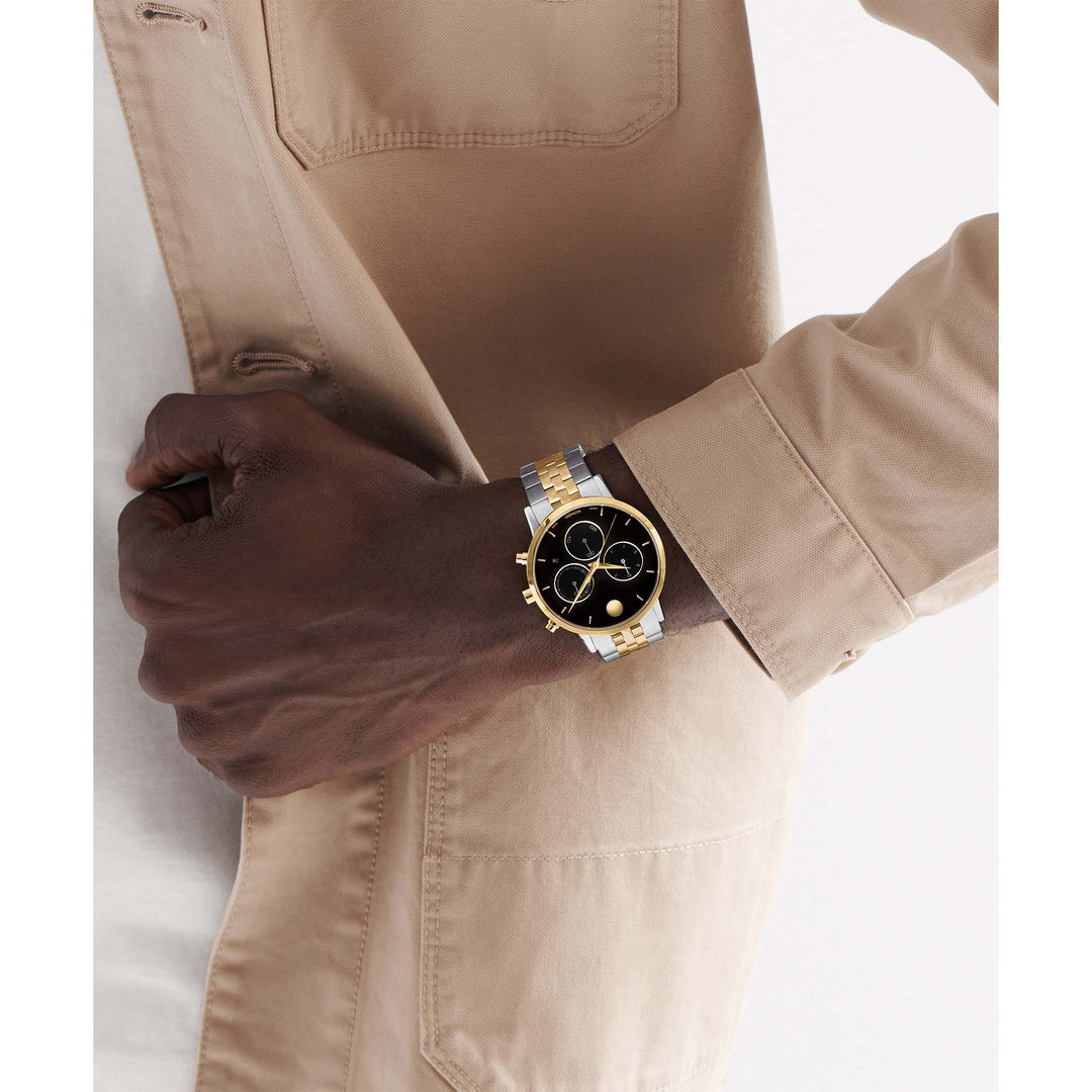 Movado Swiss Chronograph Men's Watch in Stainless Steel and Black Dial