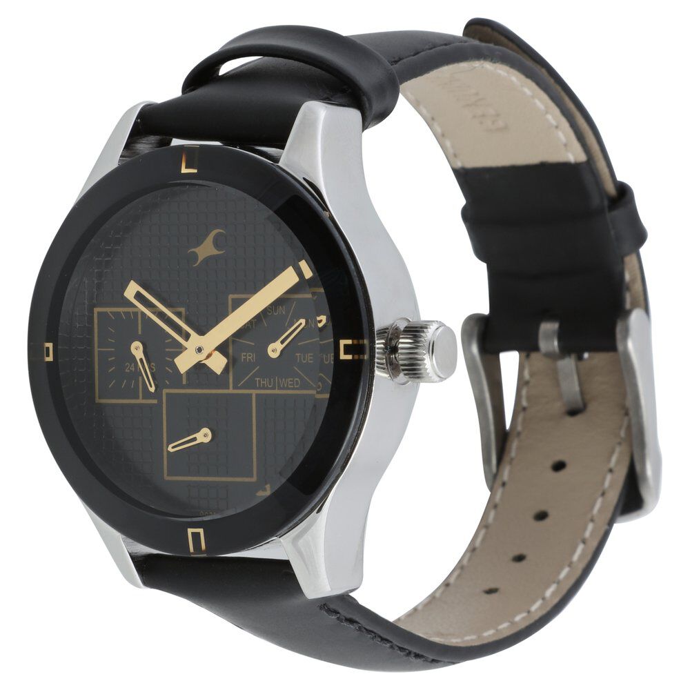 Fastrack Monochrome Quartz Multifunction Black Dial Leather Strap Watch for Girls NP6078SL11