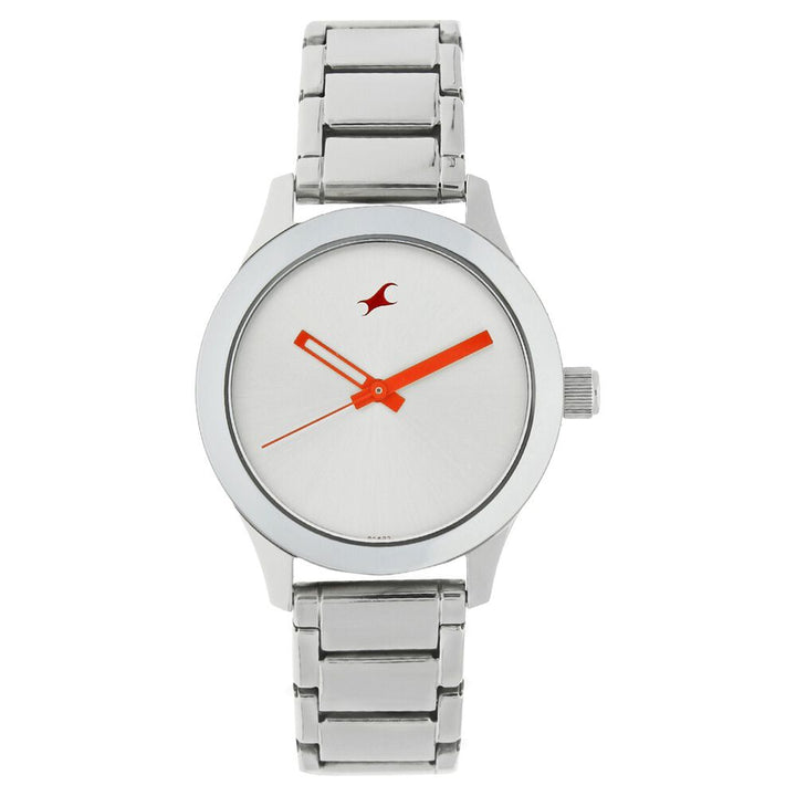 Fastrack Quartz Analog Silver Dial Stainless Steel Strap Watch for Girls NR6078SM02