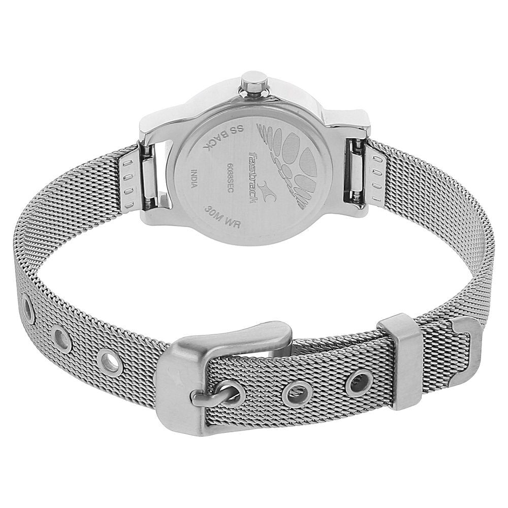 Fastrack Quartz Analog Black Dial Metal Strap Watch for Girls NP6088SM01