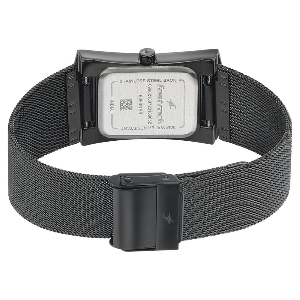 Fastrack Pulse Quartz Analog Black Dial Stainless Steel Strap Watch for Girls 6093NM01