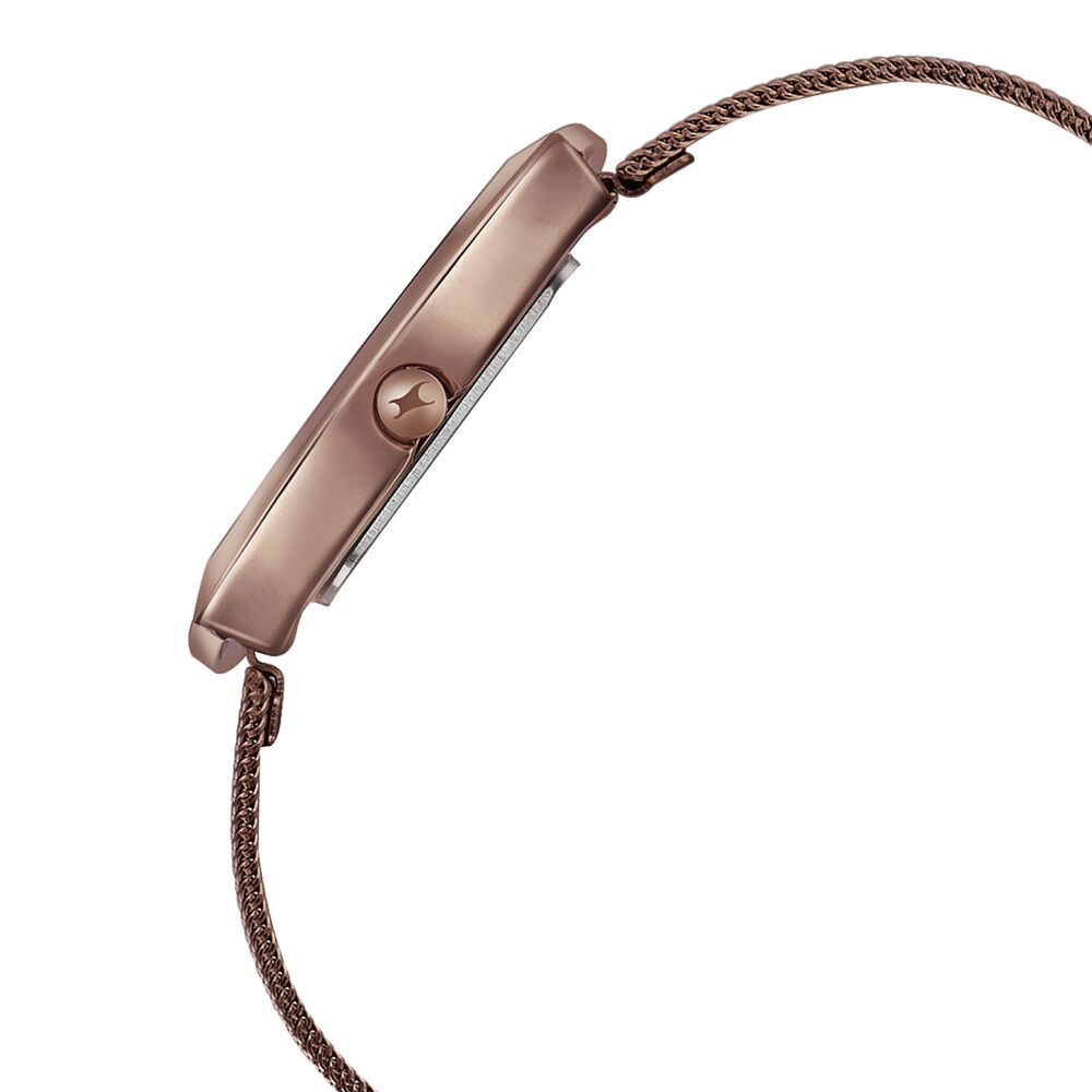 Fastrack Pulse Quartz Analog Brown Dial Stainless Steel Strap Watch for Girls 6093QM01