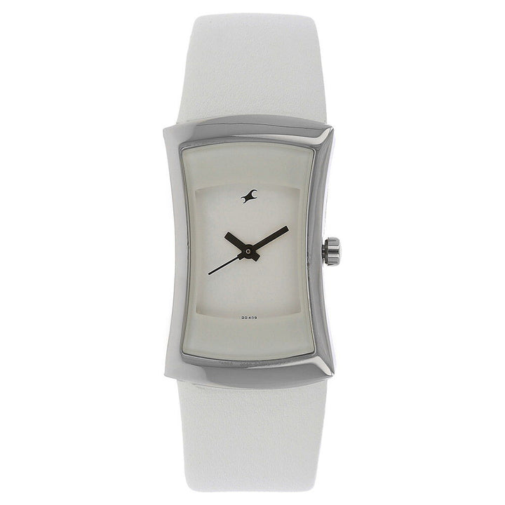 Fastrack Quartz Analog White Dial Leather Strap Watch for Girls NS6093SL01