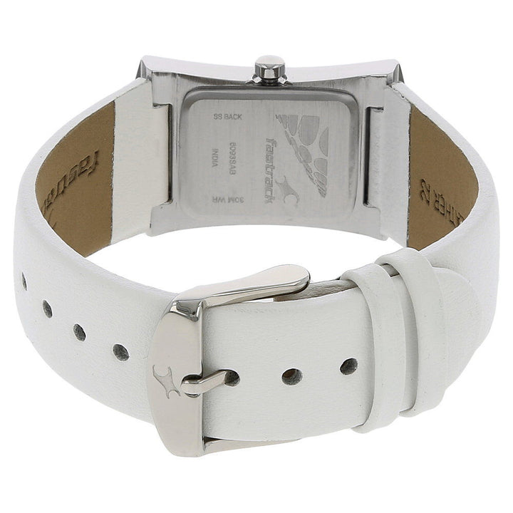 Fastrack Quartz Analog White Dial Leather Strap Watch for Girls NS6093SL01