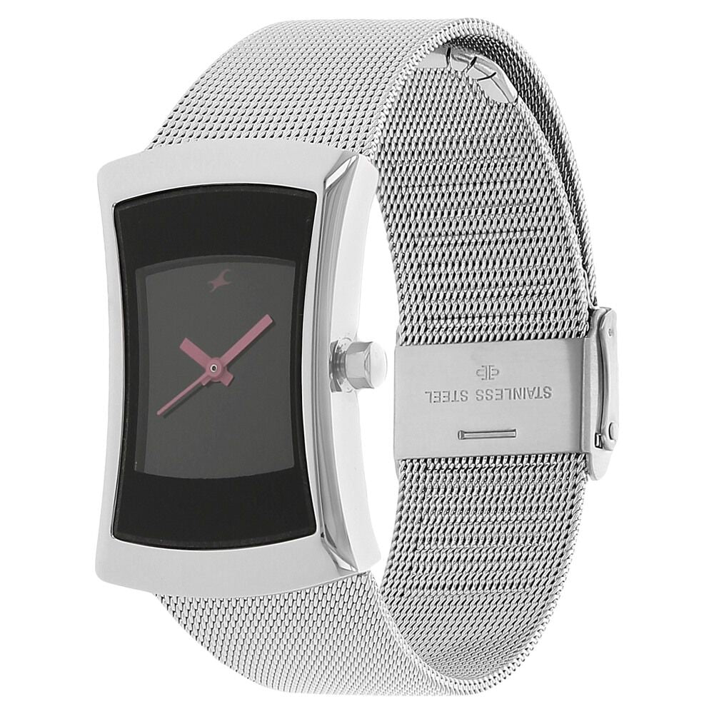 Fastrack Quartz Analog Black Dial Metal Strap Watch for Girls NR6093SM01