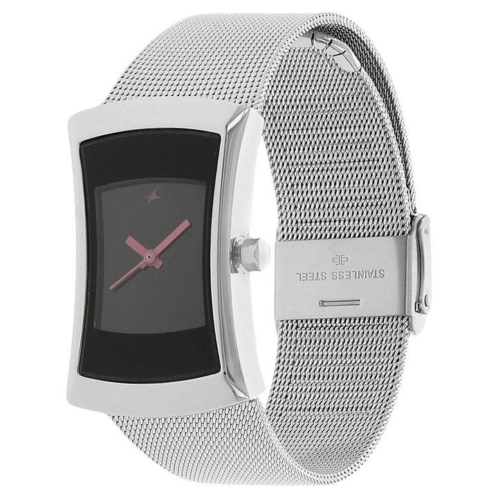 Fastrack Quartz Analog Black Dial Metal Strap Watch for Girls NR6093SM01