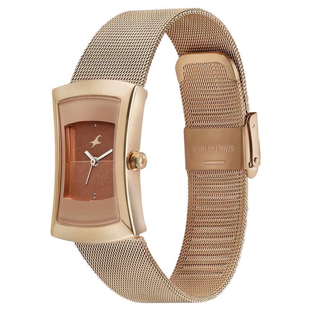 Fastrack Pulse Quartz Analog Two Toned Dial Stainless Steel Strap Watch for Girls 6093WM01