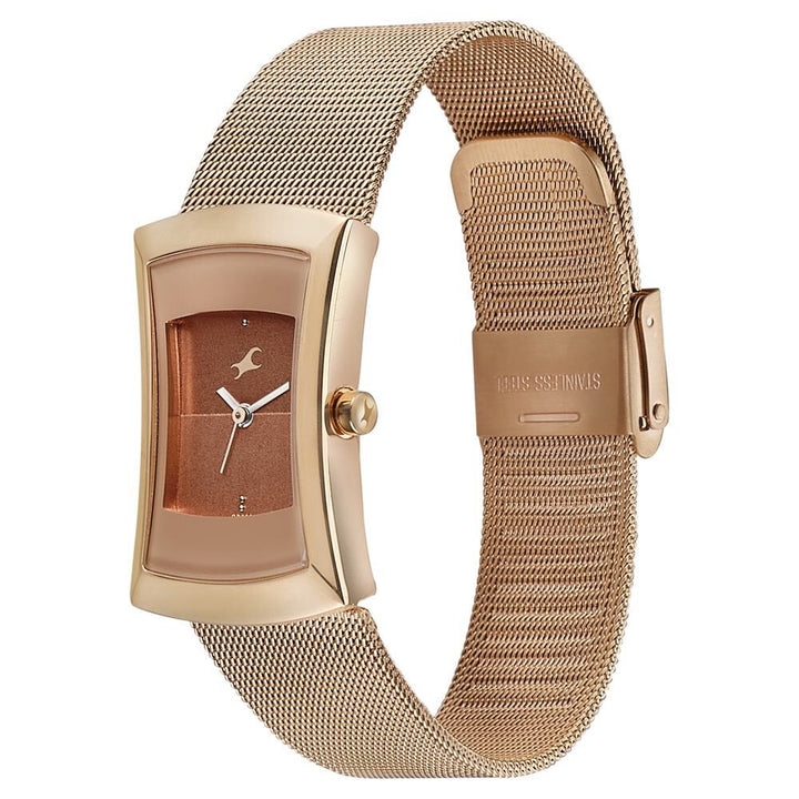 Fastrack Pulse Quartz Analog Two Toned Dial Stainless Steel Strap Watch for Girls 6093WM01