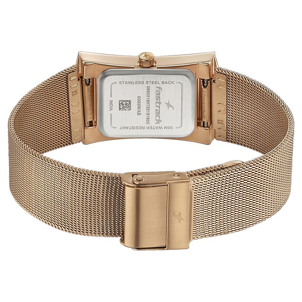 Fastrack Pulse Quartz Analog Two Toned Dial Stainless Steel Strap Watch for Girls 6093WM01