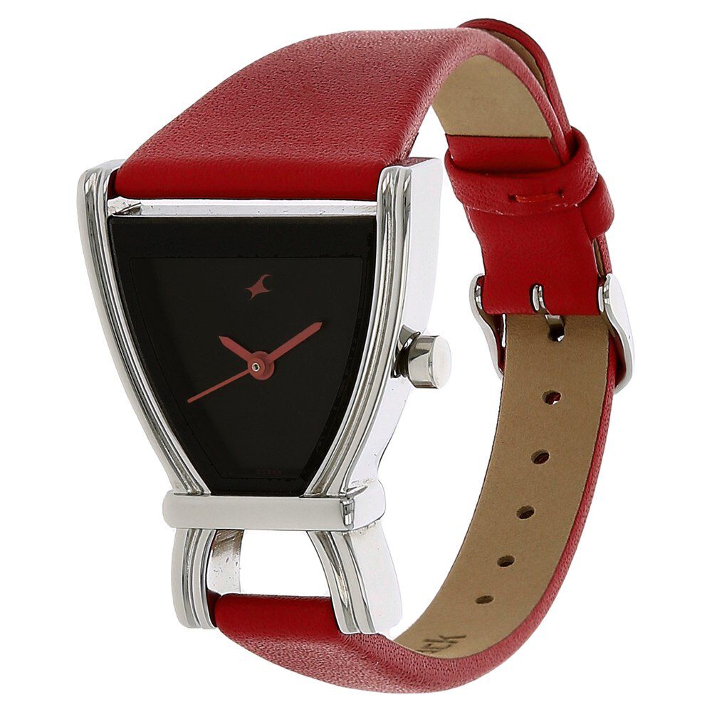 Fastrack Quartz Analog Black Dial Leather Strap Watch for Girls NS6095SL03