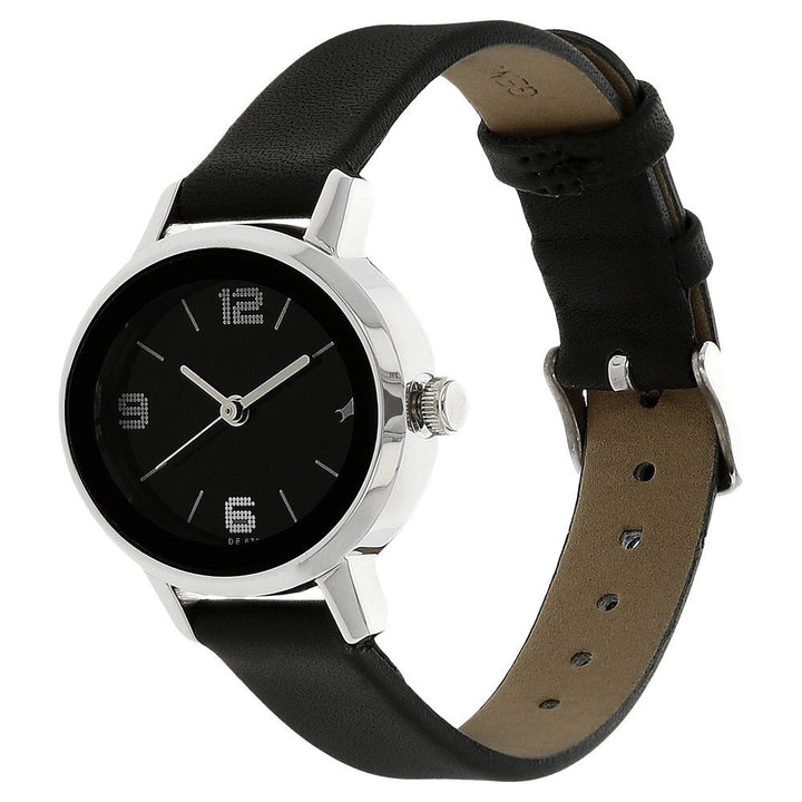 Fastrack Quartz Analog Black Dial Leather Strap Watch for Girls NS6107SL02