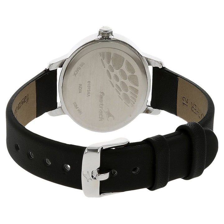 Fastrack Quartz Analog Black Dial Leather Strap Watch for Girls NS6107SL02
