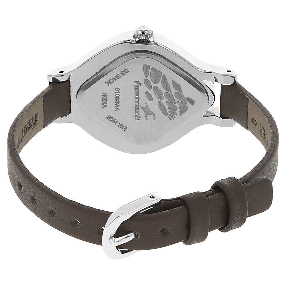 Fastrack Quartz Analog Brown Dial Leather Strap Watch for Girls NS6109SL02