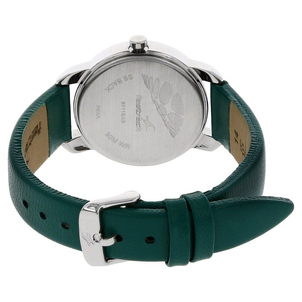 Fastrack Quartz Analog Silver Dial Leather Strap Watch for Girls NP6111SL01