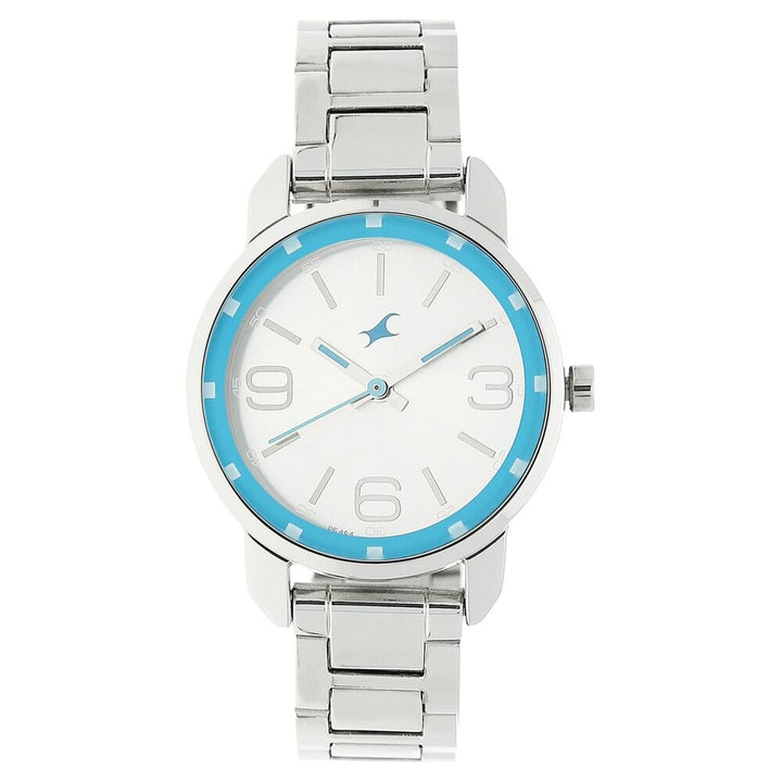 Fastrack Quartz Analog Silver Dial Stainless Steel Strap Watch for Girls NP6111SM01
