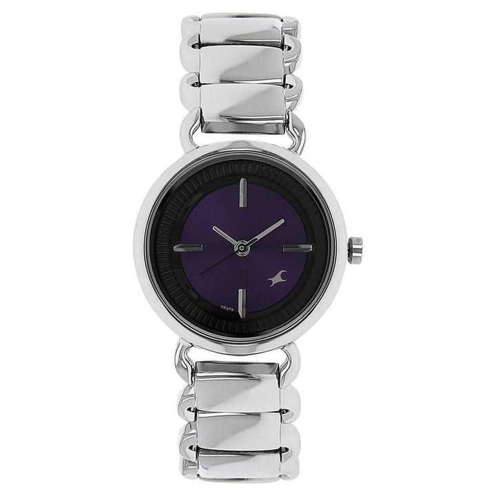 Fastrack Quartz Analog Purple Dial Stainless Steel Strap Watch for Girls NS6117SM02