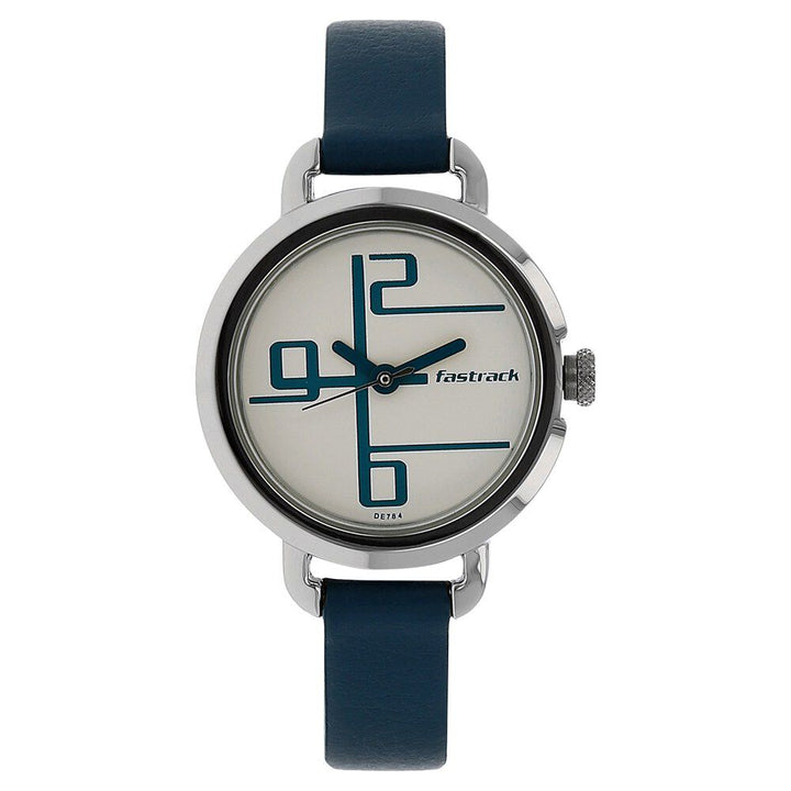 Fastrack Quartz Analog White Dial Leather Strap Watch for Girls NP6123SL01