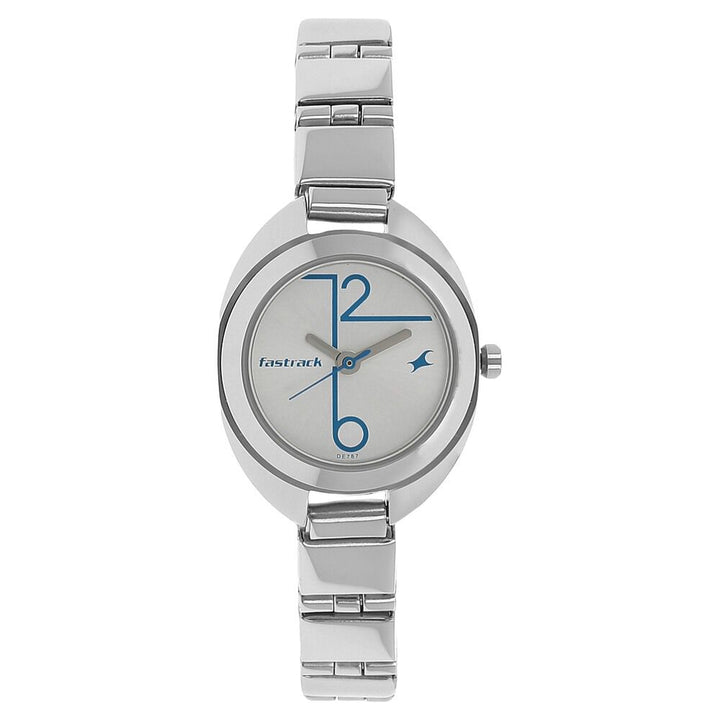 Fastrack Quartz Analog Silver Dial Stainless Steel Strap Watch for Girls NS6125SM02