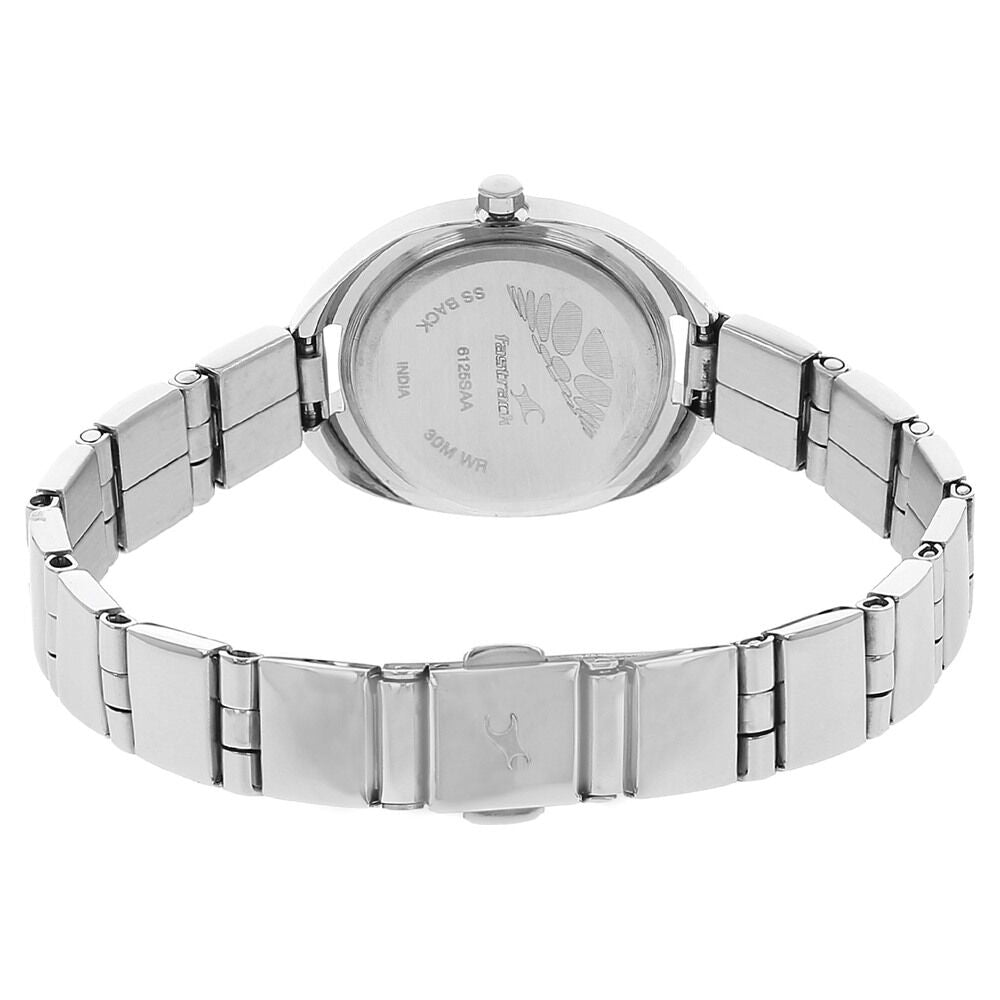 Fastrack Quartz Analog Silver Dial Stainless Steel Strap Watch for Girls NS6125SM02