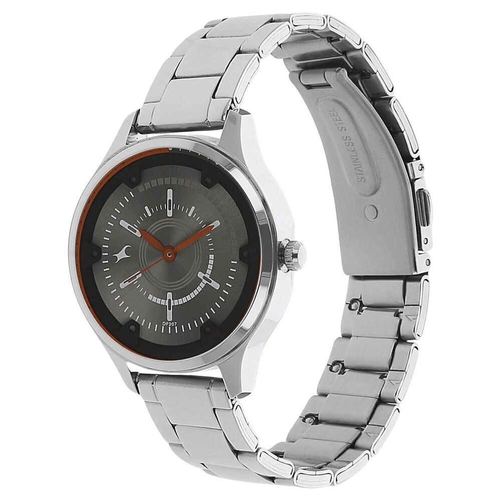Fastrack Quartz Analog Grey Dial Metal Strap Watch for Girls NK6138SM01