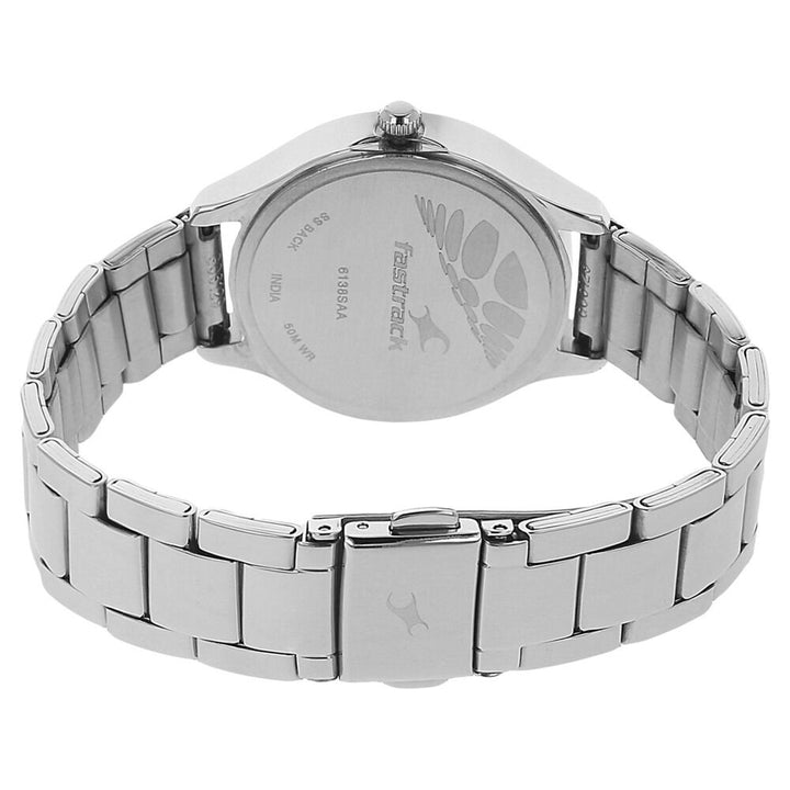 Fastrack Quartz Analog Grey Dial Metal Strap Watch for Girls NK6138SM01