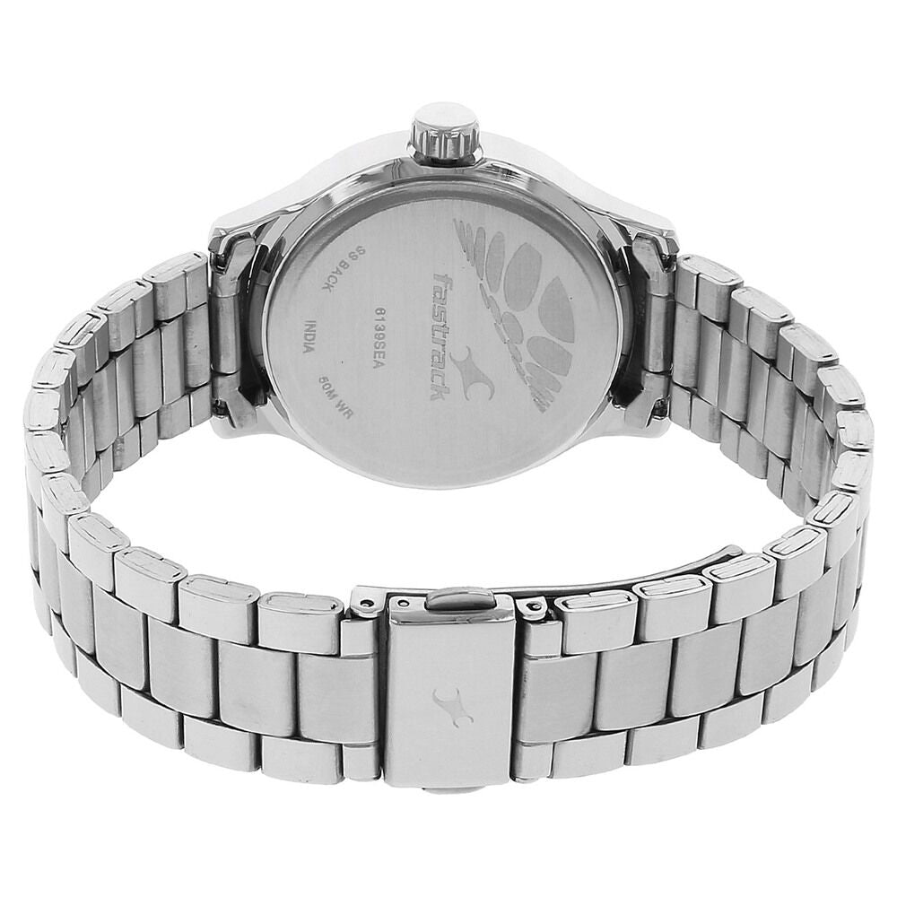 Fastrack Quartz Analog Orange Dial Stainless Steel Strap Watch for Girls NK6139SM02