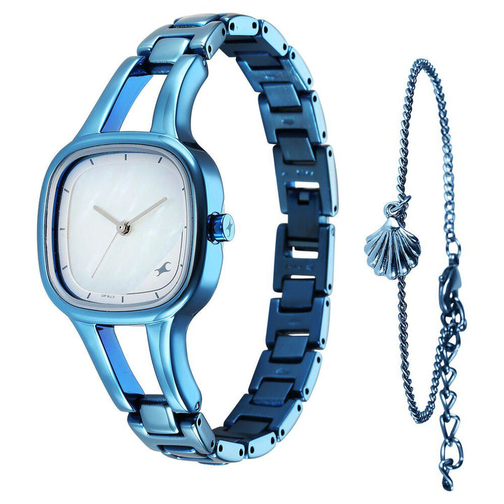 Fastrack Pulse Quartz Analog Mother Of Pearl Dial Metal Strap Watch for Girls 6147QM01F