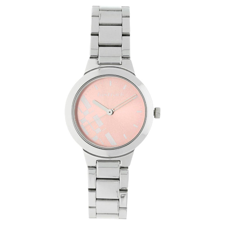 Fastrack Quartz Analog Pink Dial Stainless Steel Strap Watch for Girls NS6150SM04