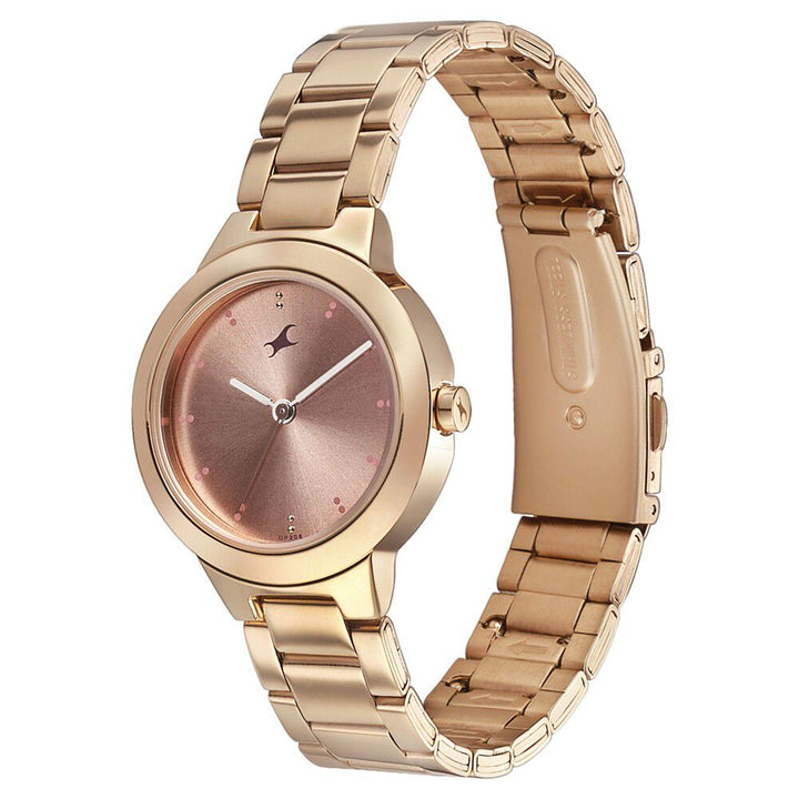 Fastrack Pulse Quartz Analog Pink Dial Stainless Steel Strap Watch for Girls 6150WM01