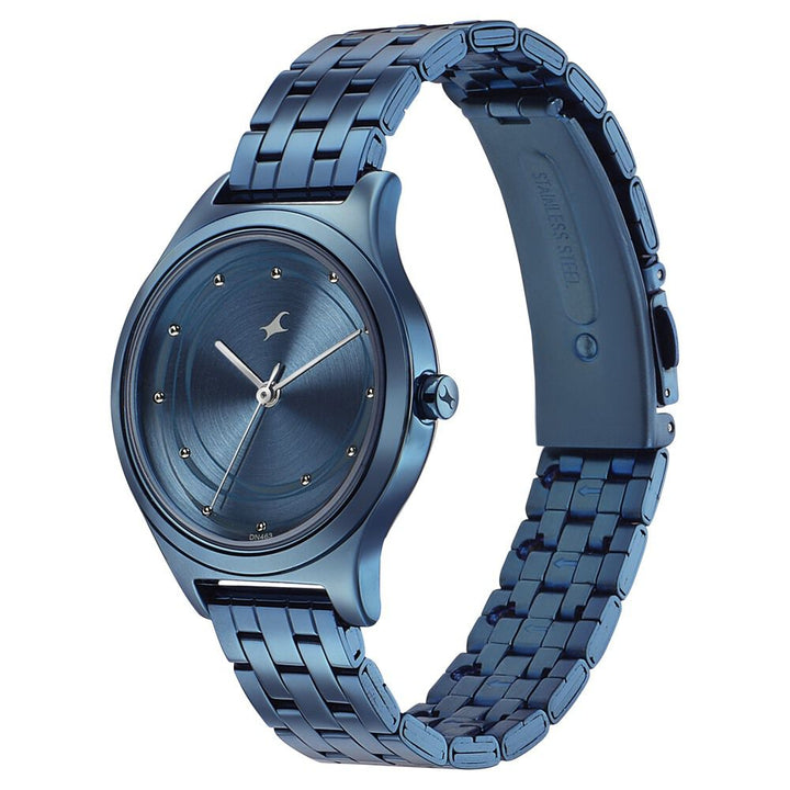 Fastrack Style Up Blue Dial Stainless Steel Strap Watch for Girls NS6152QM01