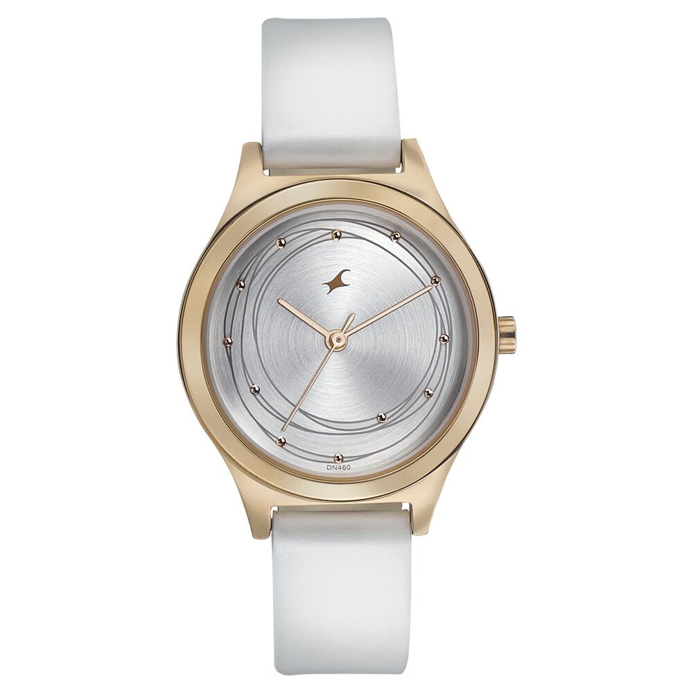 Fastrack Style Up Silver Dial Leather Strap Watch for Girls NS6152WL01