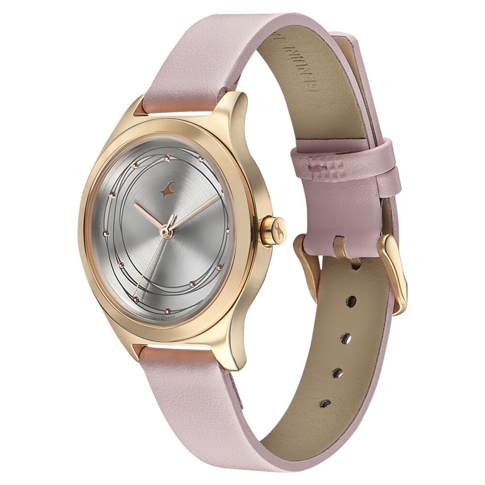 Fastrack Style Up Silver Dial Leather Strap Watch for Girls NS6152WL02