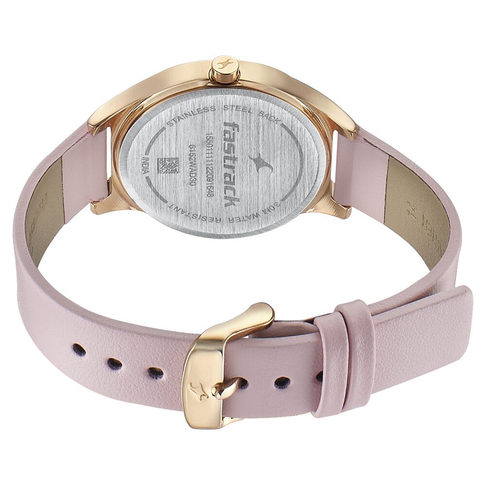 Fastrack Style Up Silver Dial Leather Strap Watch for Girls NS6152WL02