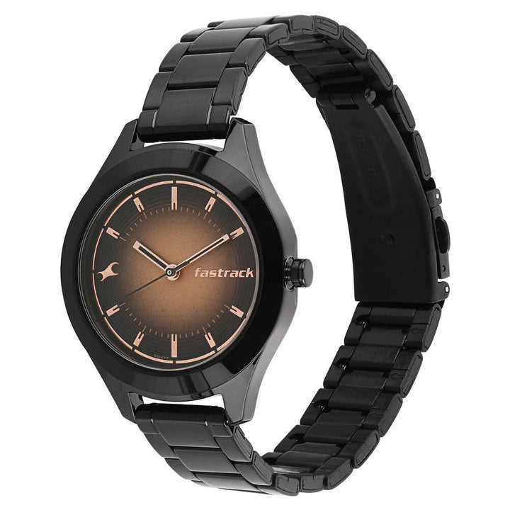 Fastrack All Nighters Quartz Analog Bicolour Dial Metal Strap Watch for Girls NS6153NM01