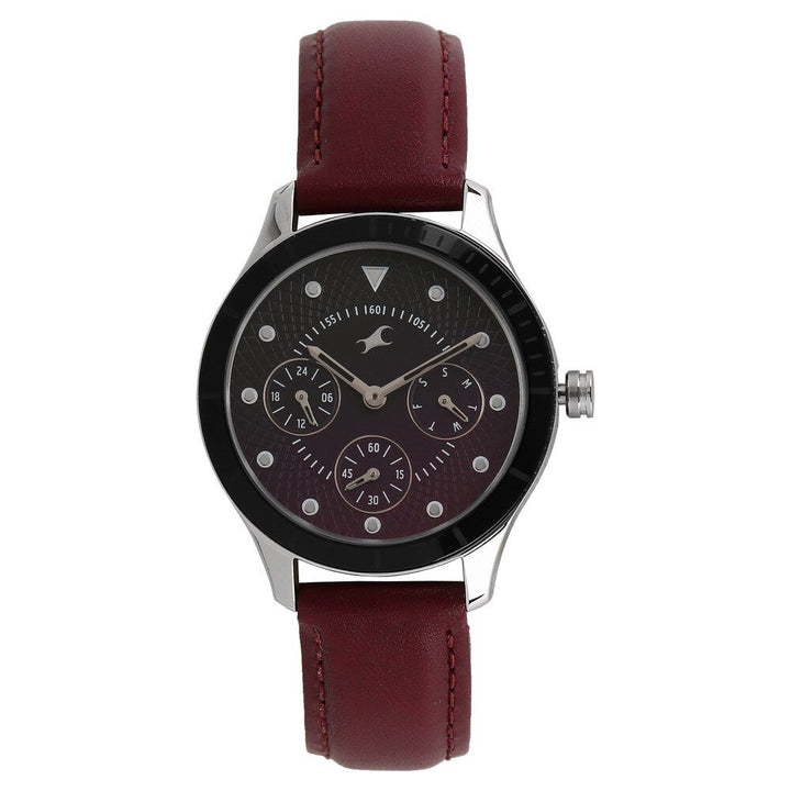 Fastrack All Nighters Quartz Multifunction Bicolour Dial Leather Strap Watch for Girls NP6163KL01