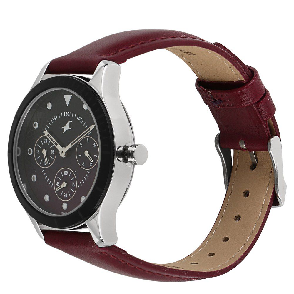 Fastrack All Nighters Quartz Multifunction Bicolour Dial Leather Strap Watch for Girls NP6163KL01