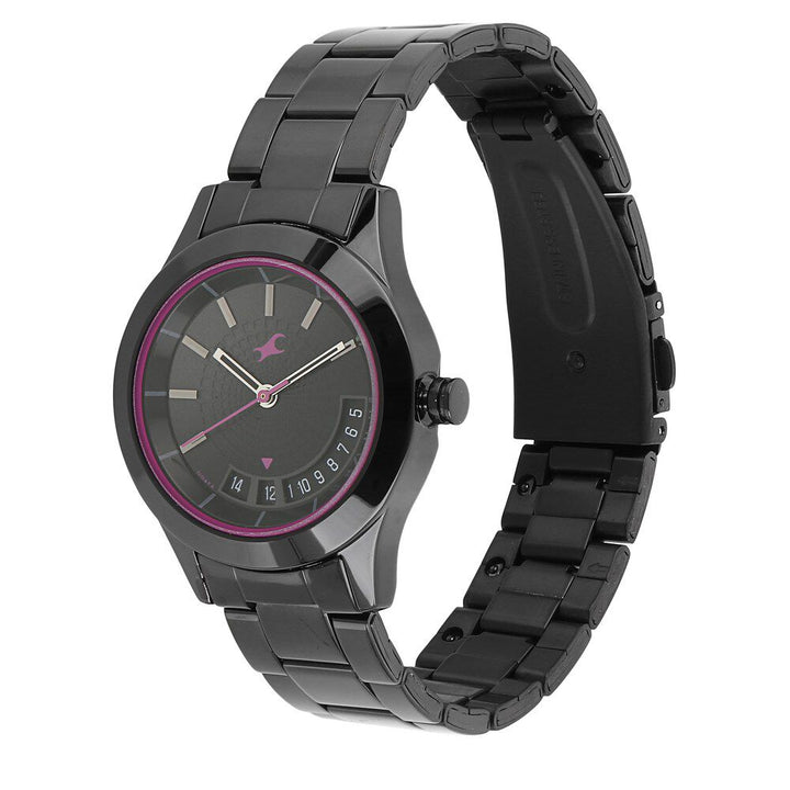 Fastrack All Nighters Quartz Analog Black Dial Metal Strap Watch for Girls NS6165NM01