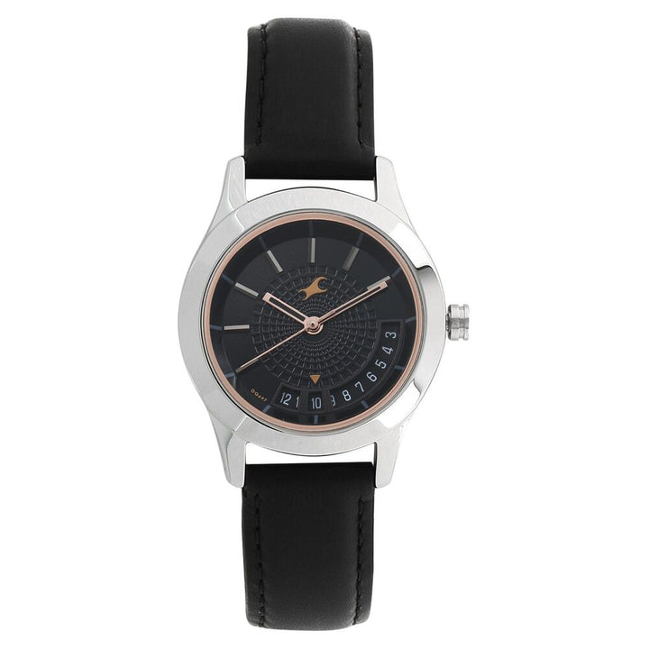 Fastrack All Nighters Quartz Analog Black Dial Leather Strap Watch for Girls NP6165SL01