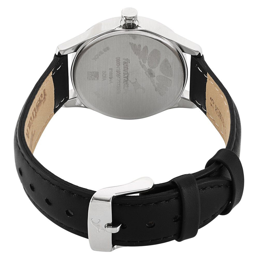 Fastrack All Nighters Quartz Analog Black Dial Leather Strap Watch for Girls NP6165SL01