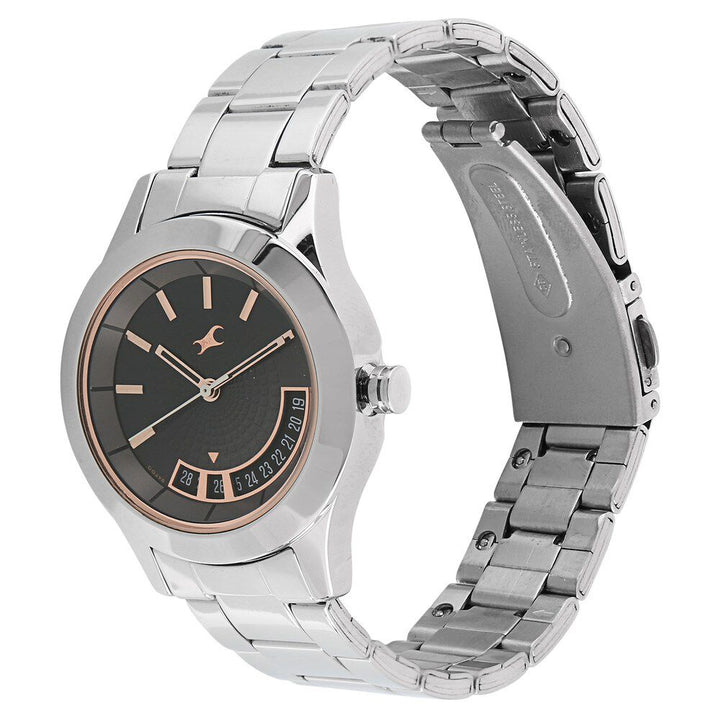 Fastrack All Nighters Quartz Analog Grey Dial Metal Strap Watch for Girls NP6165SM01