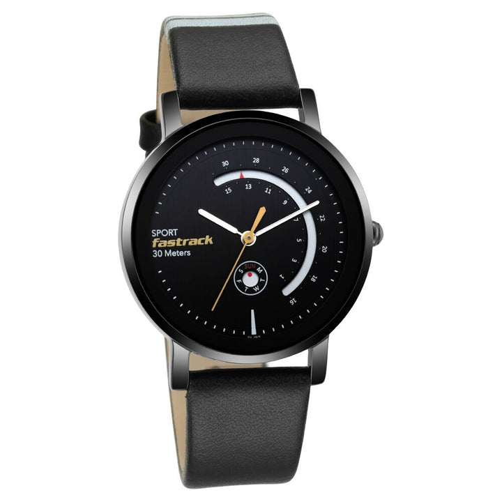 Fastrack Wear Your Look Quartz Analog with Day and Date Black Dial Leather Strap Watch for Girls NS6172NL01