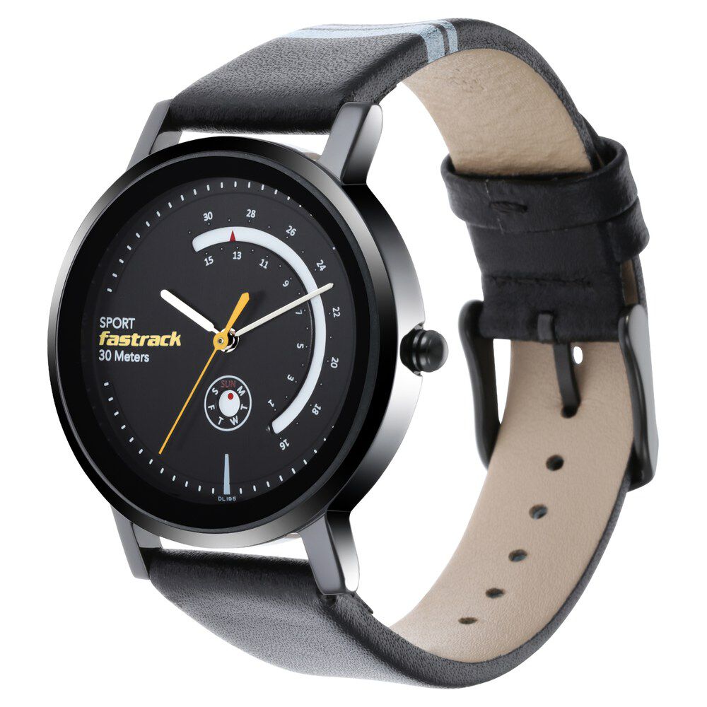 Fastrack Wear Your Look Quartz Analog with Day and Date Black Dial Leather Strap Watch for Girls NS6172NL01