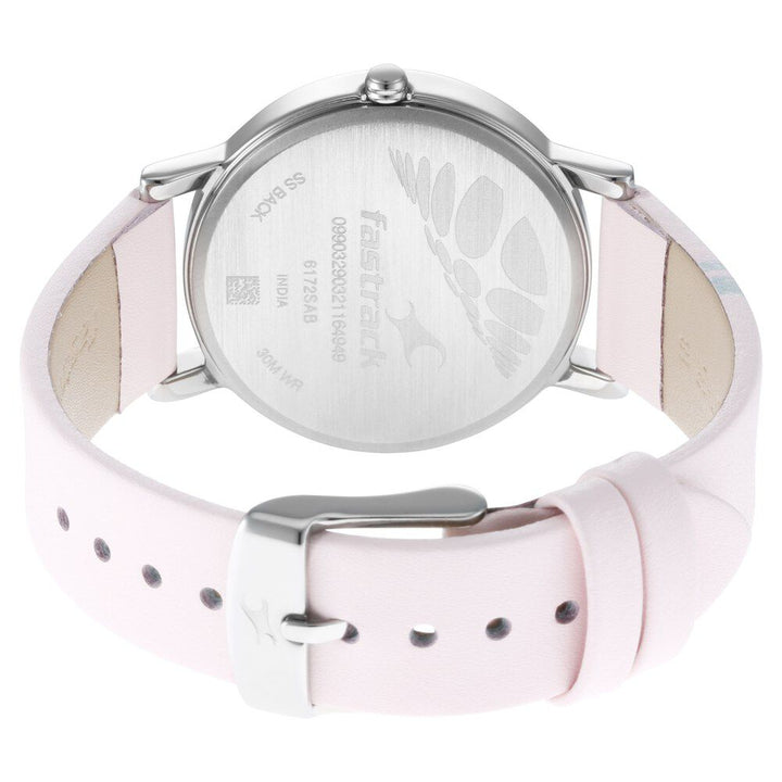 Fastrack Wear Your Look Quartz Analog with Day and Date Pink Dial Leather Strap Watch for Girls NS6172SL03