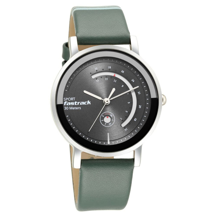 Fastrack Wear Your Look Quartz Analog with Day and Date Grey Dial Leather Strap Watch for Girls NS6172SL04
