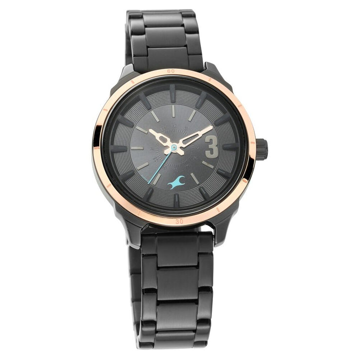 Fastrack All Nighters Quartz Analog Black Dial Stainless Steel Strap Watch for Girls NP6187KM01