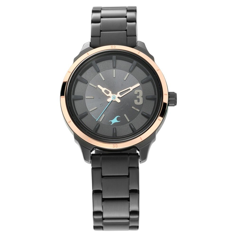 Fastrack All Nighters Quartz Analog Black Dial Stainless Steel Strap Watch for Girls NP6187KM01