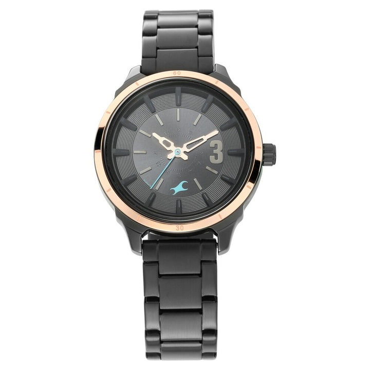 Fastrack All Nighters Quartz Analog Black Dial Stainless Steel Strap Watch for Girls NP6187KM01