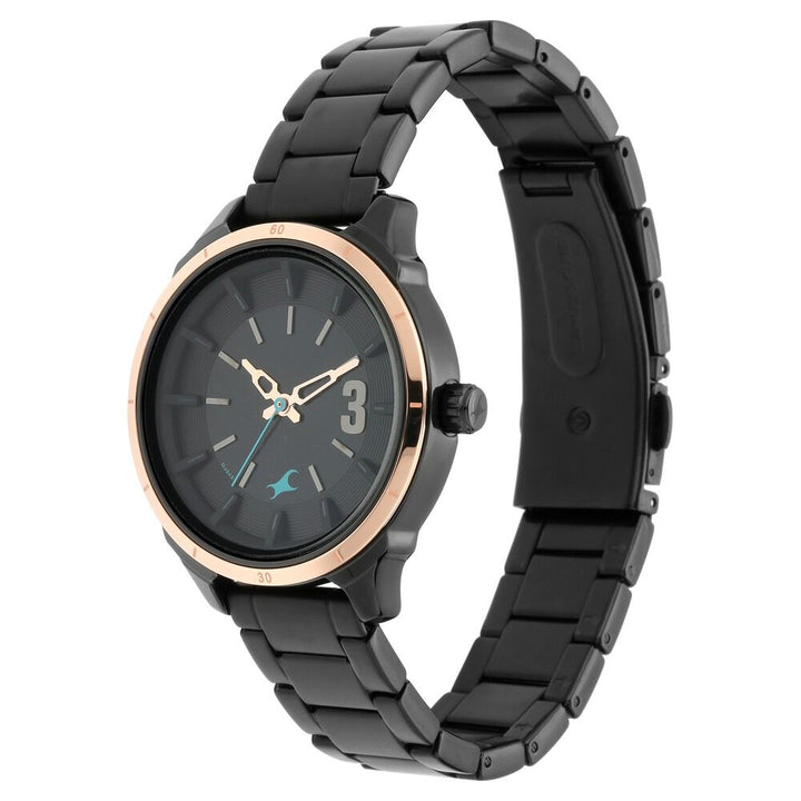 Fastrack All Nighters Quartz Analog Black Dial Stainless Steel Strap Watch for Girls NP6187KM01